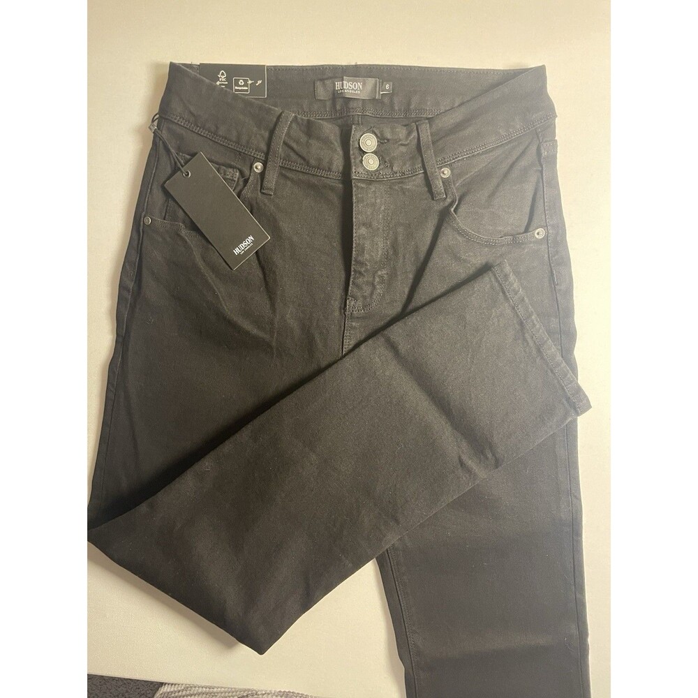 NWT Hudson Jeans Women's Mid Rise Pitch Black Denim Straight Leg  Size 6/28